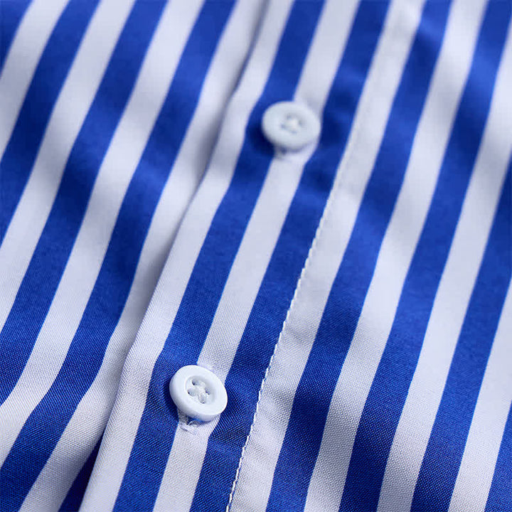 Men's Classic Vertical Stripe Pattern Formal Dress Shirt - image 6
