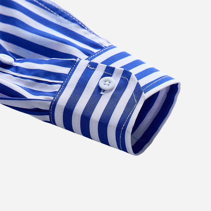 Men's Classic Vertical Stripe Pattern Formal Dress Shirt - image 8