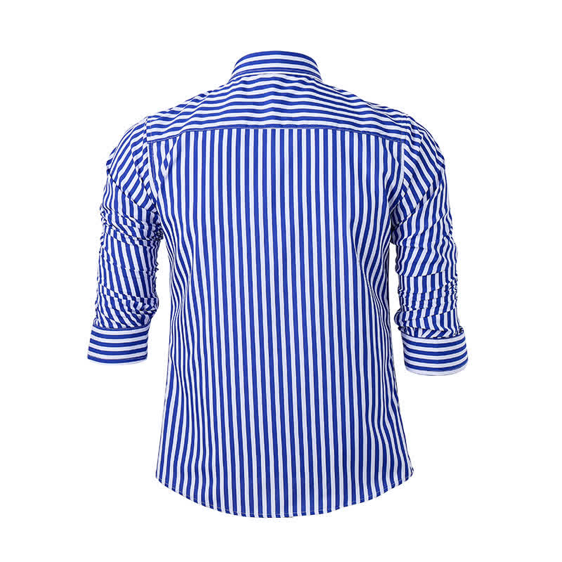 Men's Classic Vertical Stripe Pattern Formal Dress Shirt - image 10