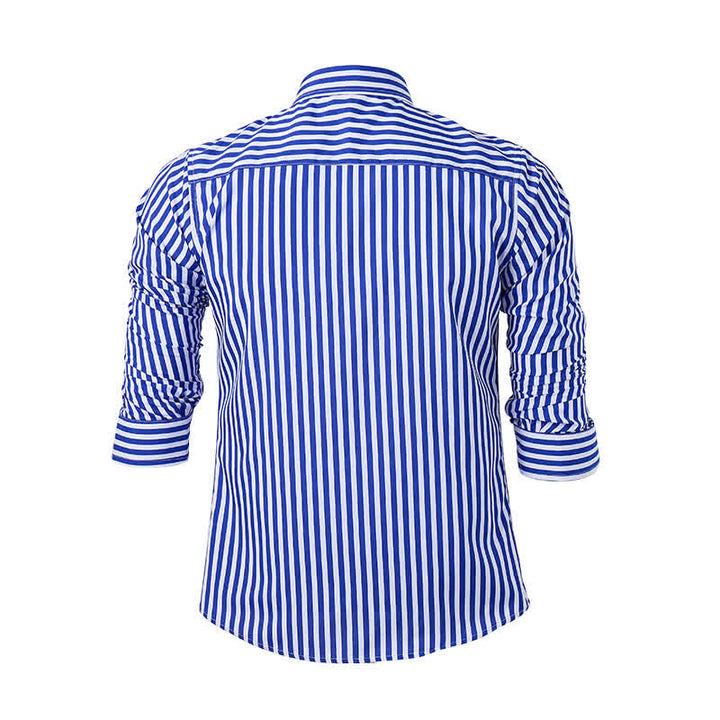 Men's Classic Vertical Stripe Pattern Formal Dress Shirt - image 10