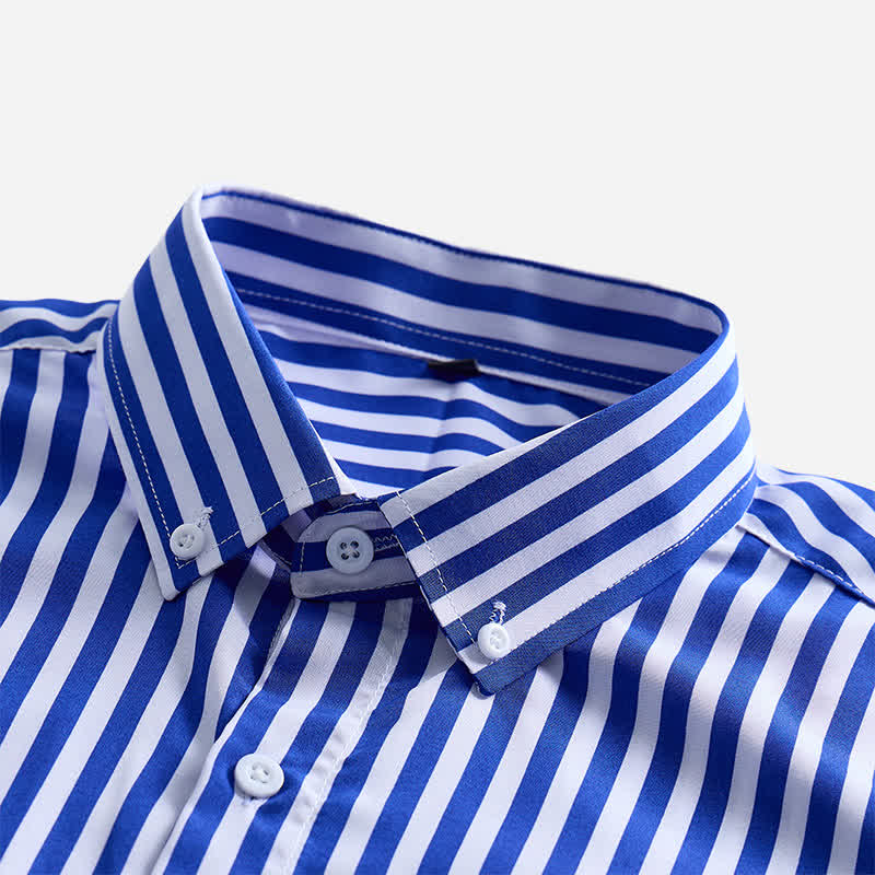 Men's Classic Vertical Stripe Pattern Formal Dress Shirt - image 5