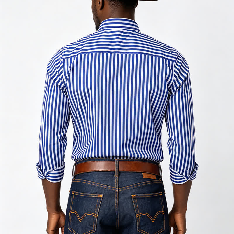 Men's Classic Vertical Stripe Pattern Formal Dress Shirt - image 2