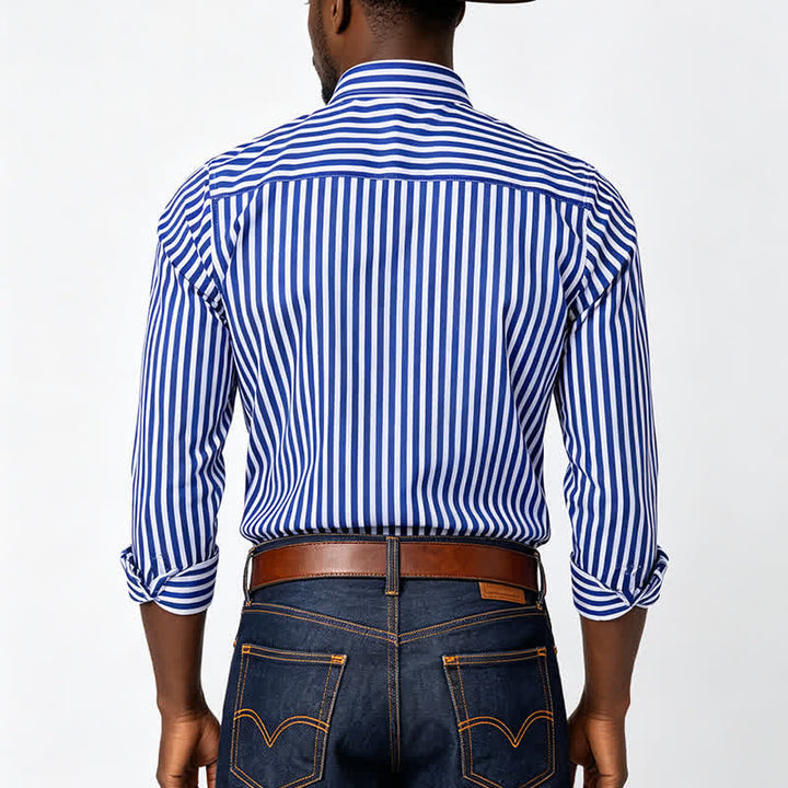 Men's Classic Vertical Stripe Pattern Formal Dress Shirt - image 2
