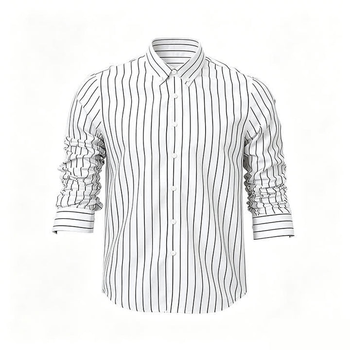 Men's Timeless Vertical Stripe Pattern Formal Dress Shirt - White - 5XL - image 3