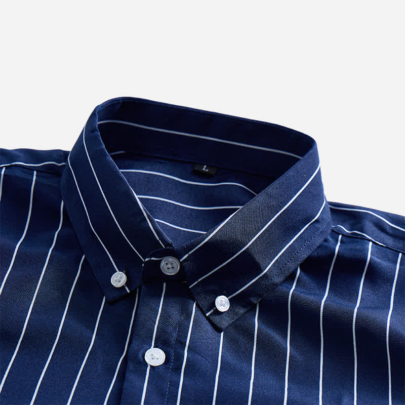 Men's Timeless Vertical Stripe Pattern Formal Dress Shirt - image 4