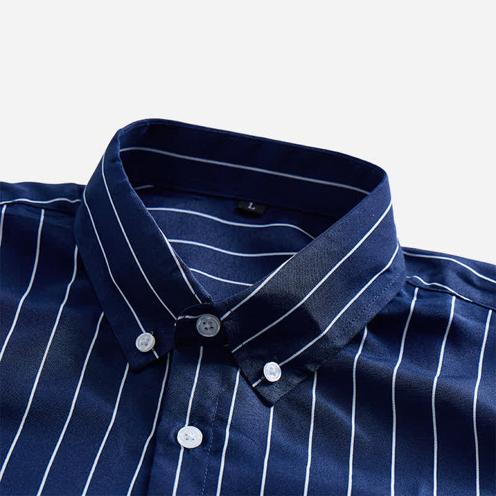 Men's Timeless Vertical Stripe Pattern Formal Dress Shirt - image 4