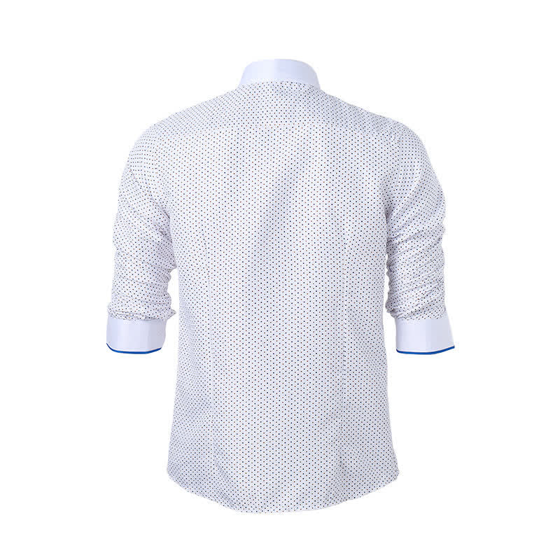 Men's Formal Polka Dot Contrast Trim Dress Shirt - image 9