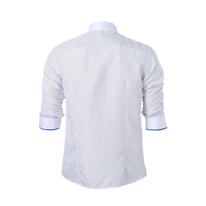 Men's Formal Polka Dot Contrast Trim Dress Shirt - image 9