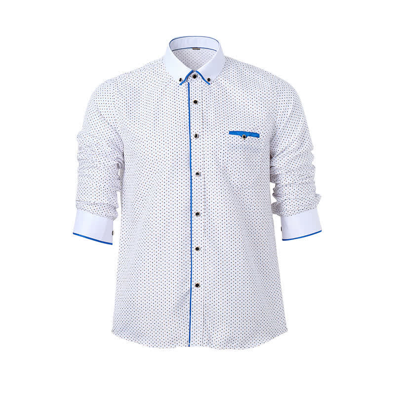 Men's Formal Polka Dot Contrast Trim Dress Shirt - image 8