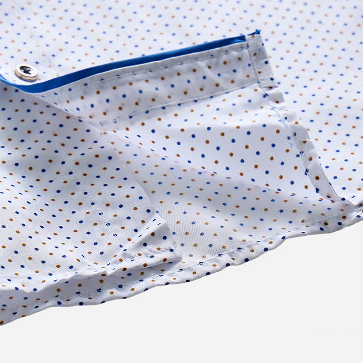 Men's Formal Polka Dot Contrast Trim Dress Shirt - image 6