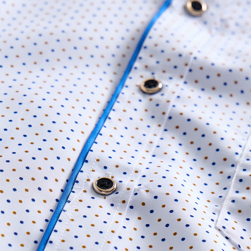 Men's Formal Polka Dot Contrast Trim Dress Shirt - image 5