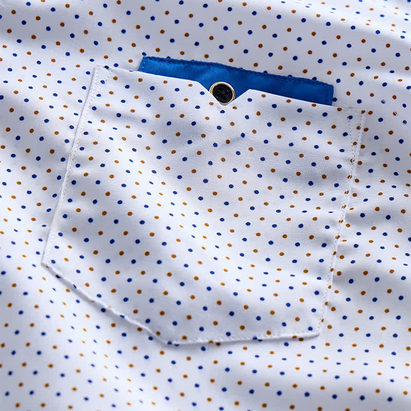 Men's Formal Polka Dot Contrast Trim Dress Shirt - image 4
