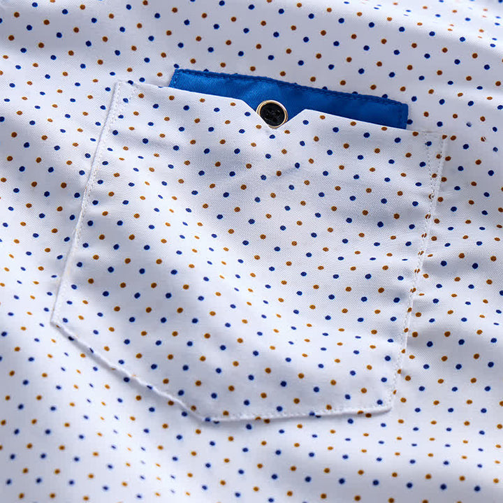 Men's Formal Polka Dot Contrast Trim Dress Shirt - image 4
