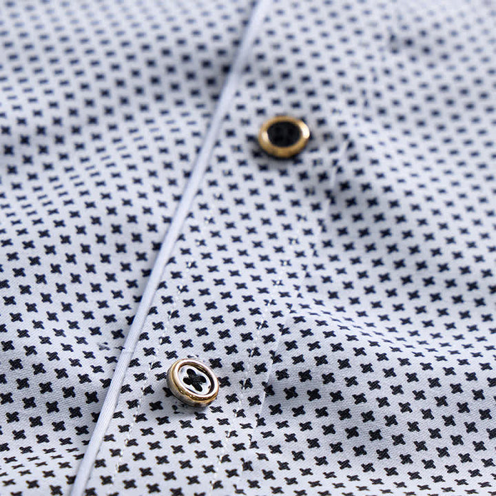 Men's Black & White Micro Cross Pattern Dress Shirt - image 5