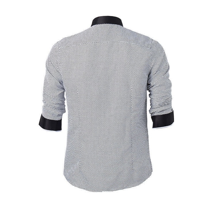 Men's Black & White Micro Cross Pattern Dress Shirt - image 9