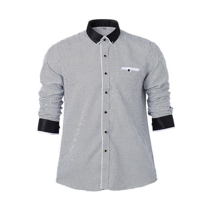 Men's Black & White Micro Cross Pattern Dress Shirt - image 8