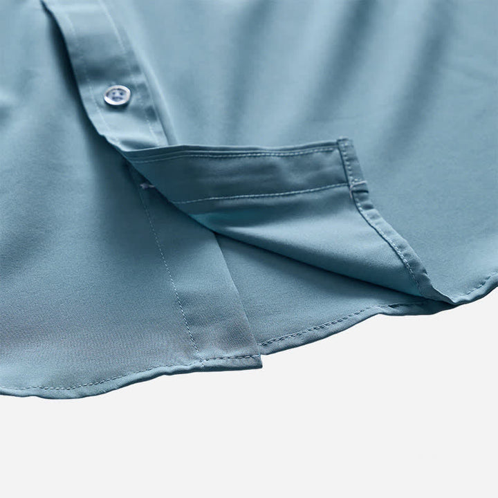 Men's Solid Collar Contrast Black Collar Dress Shirt - image 5