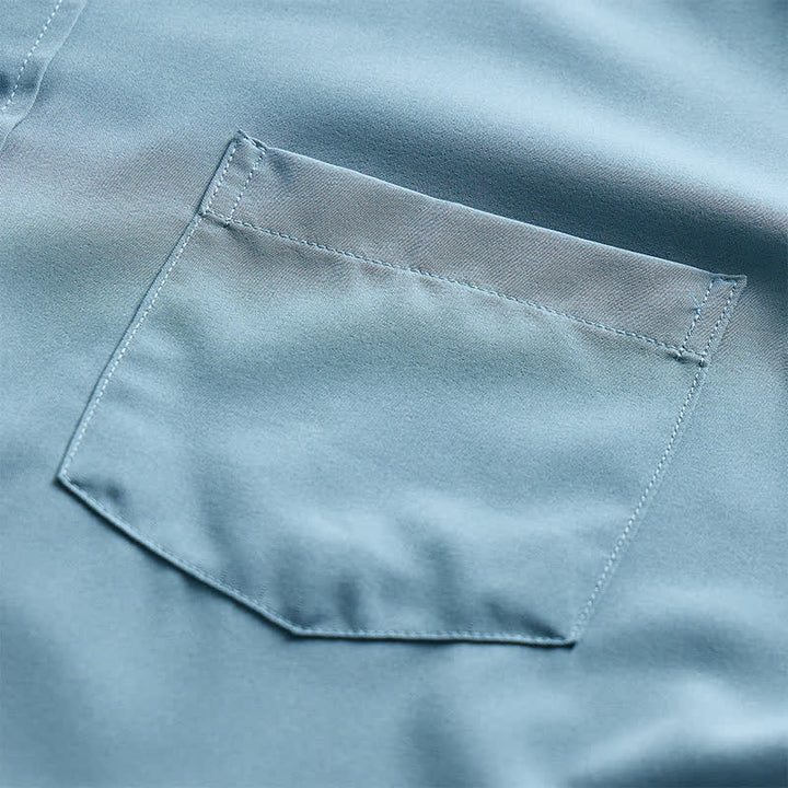 Men's Solid Collar Contrast Black Collar Dress Shirt - image 4