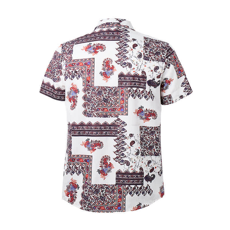Men's Deep Brown & White Tribal Border Paisley Print Shirt - image 9