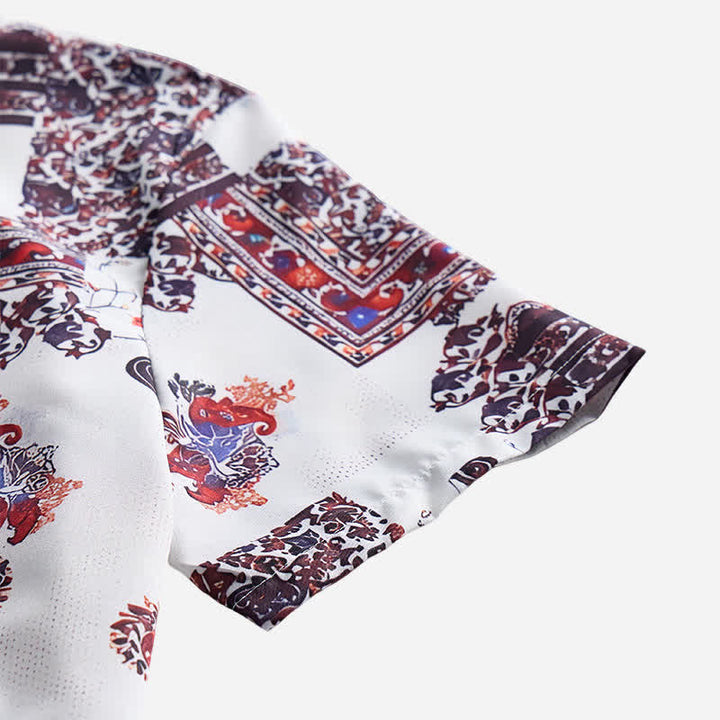 Men's Deep Brown & White Tribal Border Paisley Print Shirt - image 7