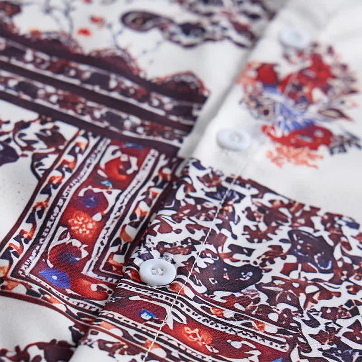Men's Deep Brown & White Tribal Border Paisley Print Shirt - image 5