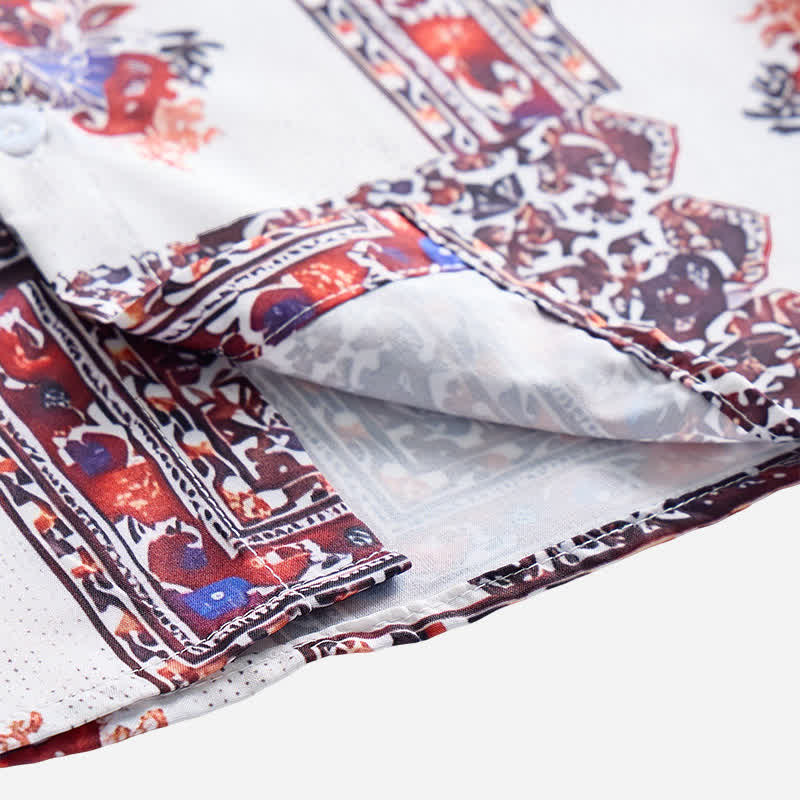 Men's Deep Brown & White Tribal Border Paisley Print Shirt - image 6