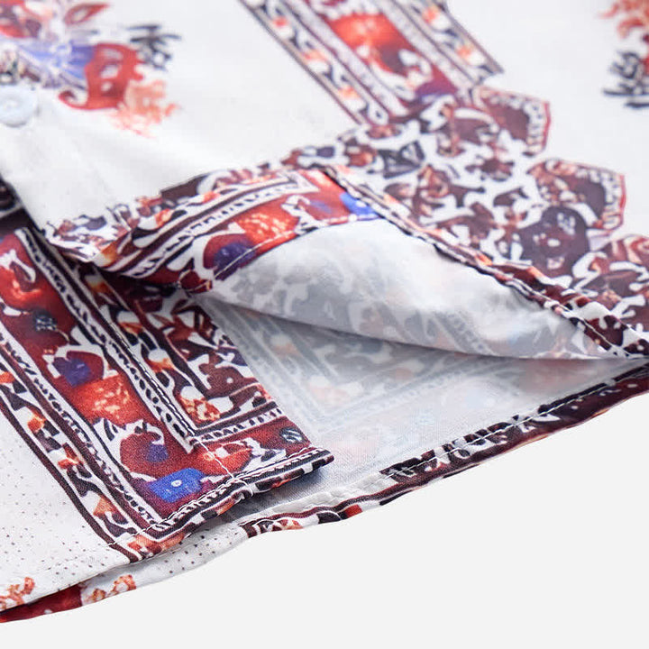 Men's Deep Brown & White Tribal Border Paisley Print Shirt - image 6