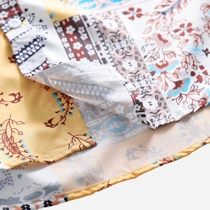 Men's Retro Aztec & Floral Patchwork Paisley Print Shirt - image 6