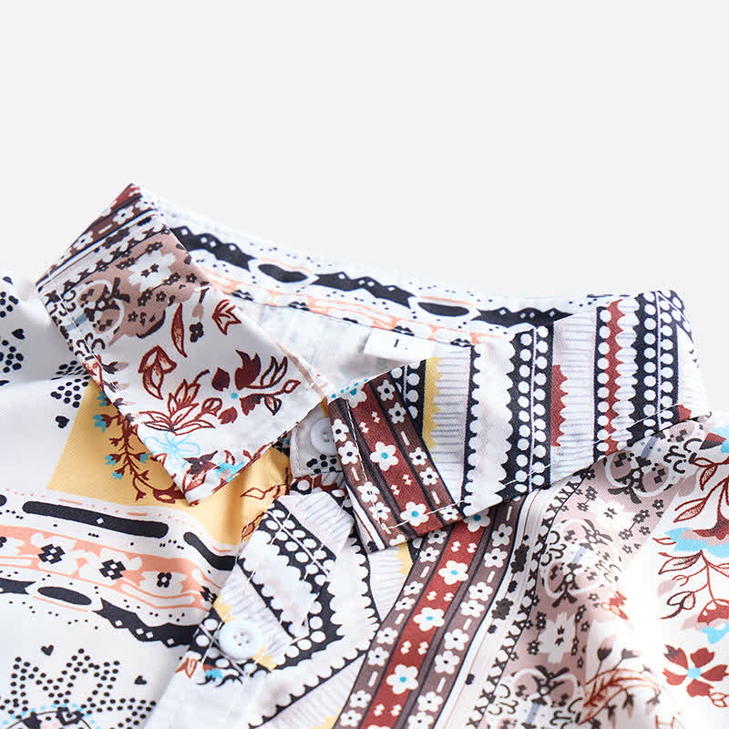Men's Retro Aztec & Floral Patchwork Paisley Print Shirt - image 4