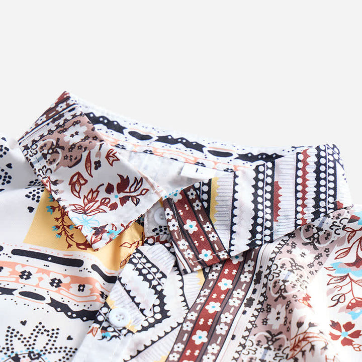 Men's Retro Aztec & Floral Patchwork Paisley Print Shirt - image 4