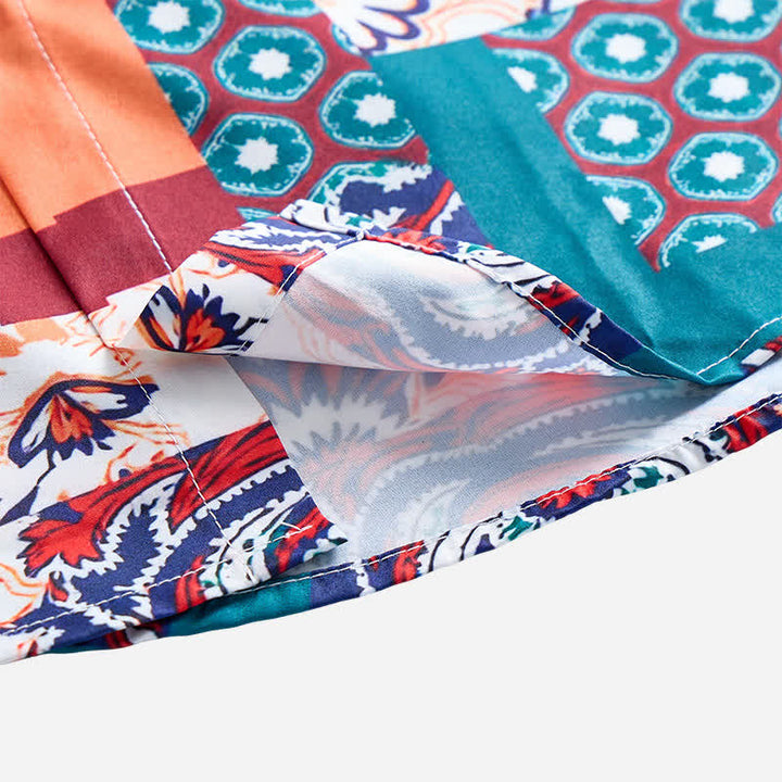 Men's Green & Orange Boho Patchwork Paisley Print Shirt - image 6