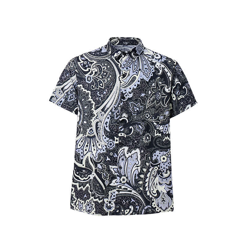 Men's Grey & White Floral Paisley Print Casual Shirt - image 8