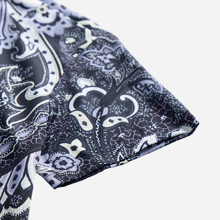 Men's Grey & White Floral Paisley Print Casual Shirt - image 7