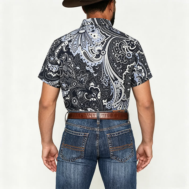 Men's Grey & White Floral Paisley Print Casual Shirt - image 2