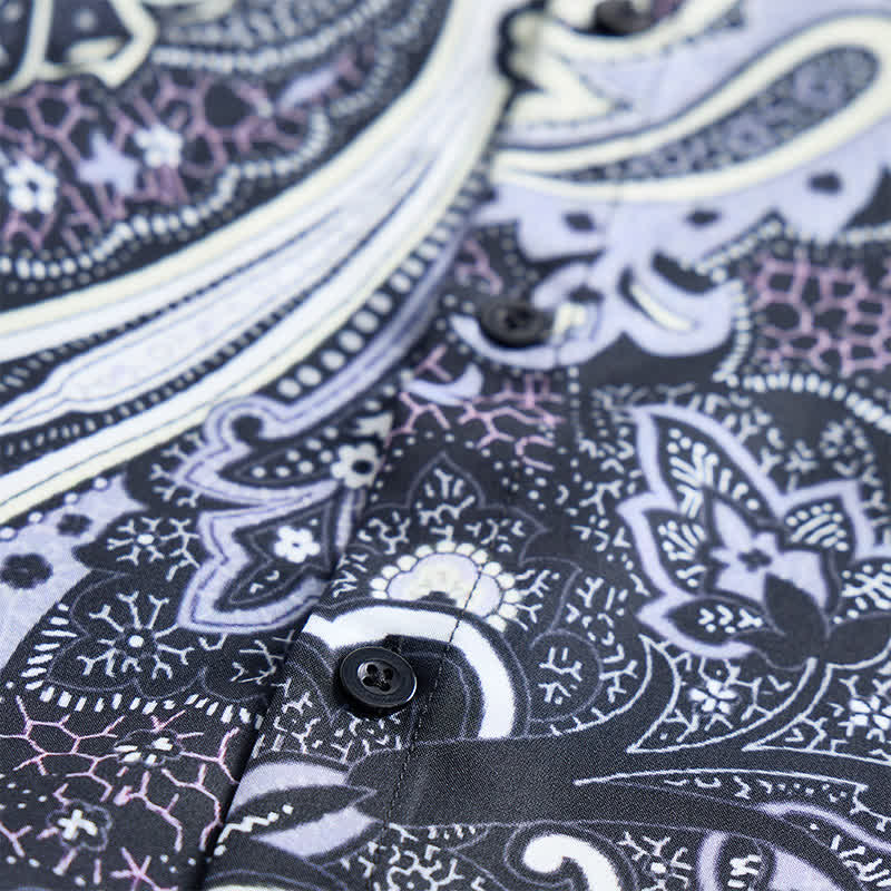 Men's Grey & White Floral Paisley Print Casual Shirt - image 5