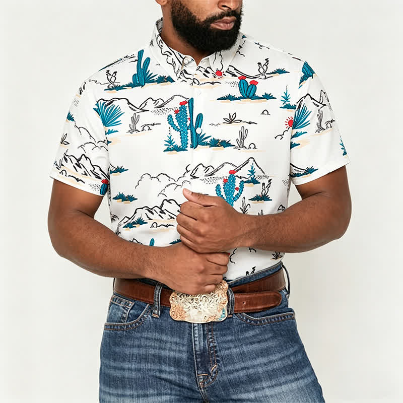 Men's Cowboy Southwest Desert Landscape Print Shirt - image 1