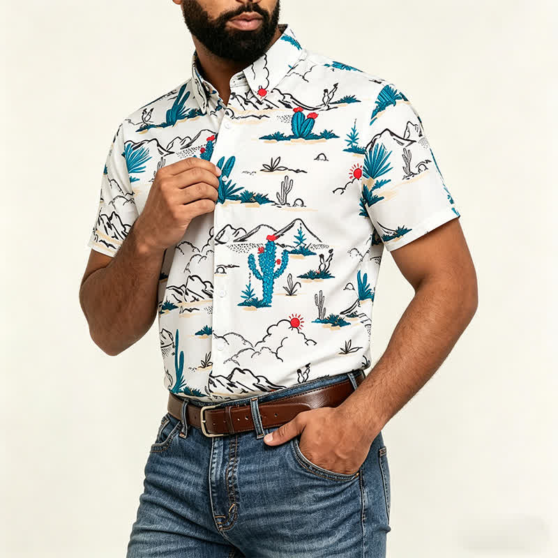 Men's Cowboy Southwest Desert Landscape Print Shirt - image 3
