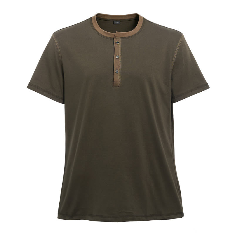 Men's Round Neck Contrast Stitch Short Sleeve Polo Shirt - image 9