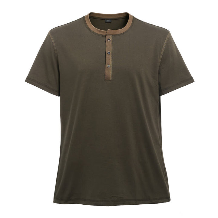 Men's Round Neck Contrast Stitch Short Sleeve Polo Shirt - image 9