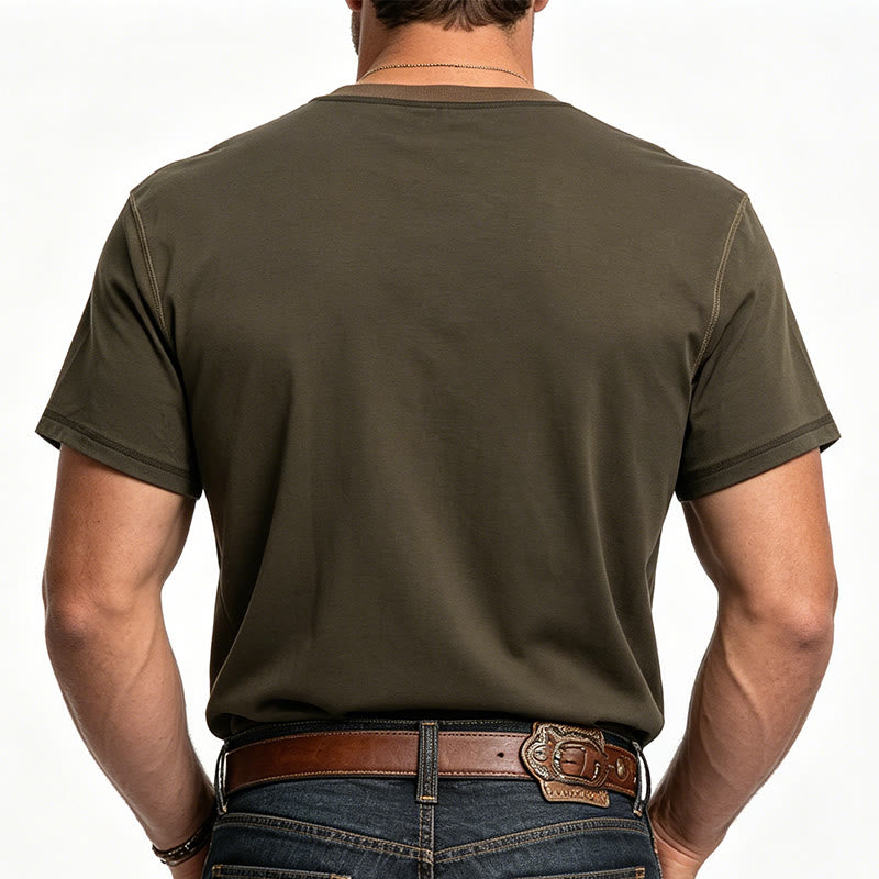 Men's Round Neck Contrast Stitch Short Sleeve Polo Shirt - image 2