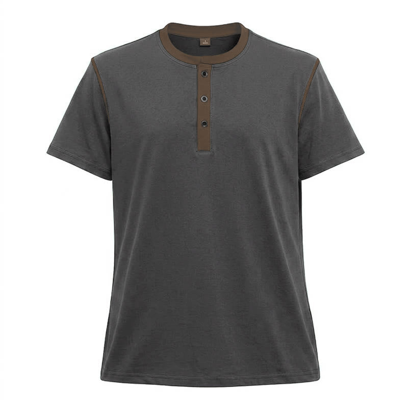 Men's Round Neck Contrast Stitch Short Sleeve Polo Shirt - Dark Ash Gray - 3XL - image 33