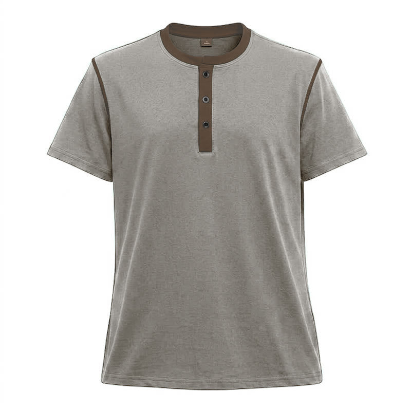 Men's Round Neck Contrast Stitch Short Sleeve Polo Shirt - Light Ash Gray - 3XL - image 31