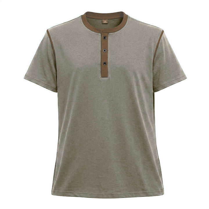 Men's Round Neck Contrast Stitch Short Sleeve Polo Shirt - Grey - 3XL - image 13