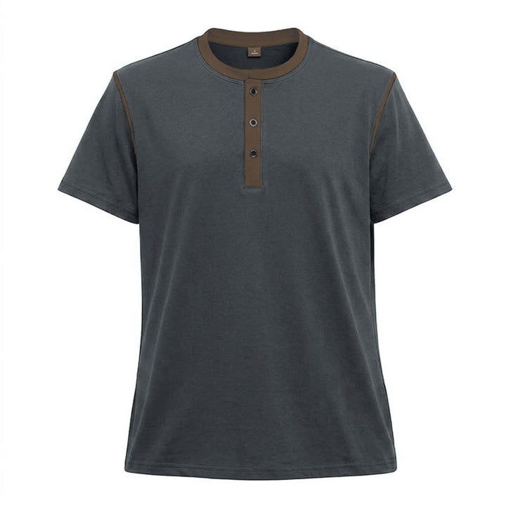 Men's Round Neck Contrast Stitch Short Sleeve Polo Shirt - Dark Grey - 3XL - image 23