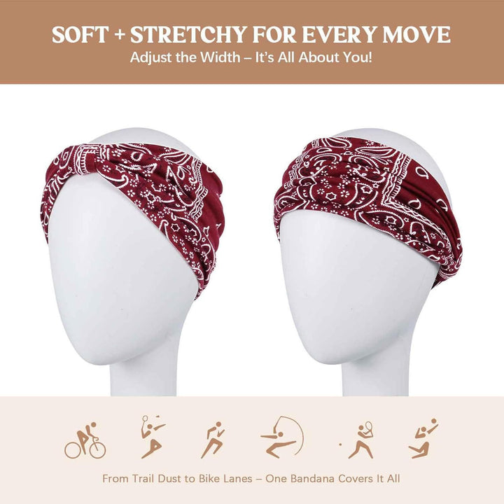 Wide Print Stretch Workout Yoga Sports Sweatband Bandana - image 3