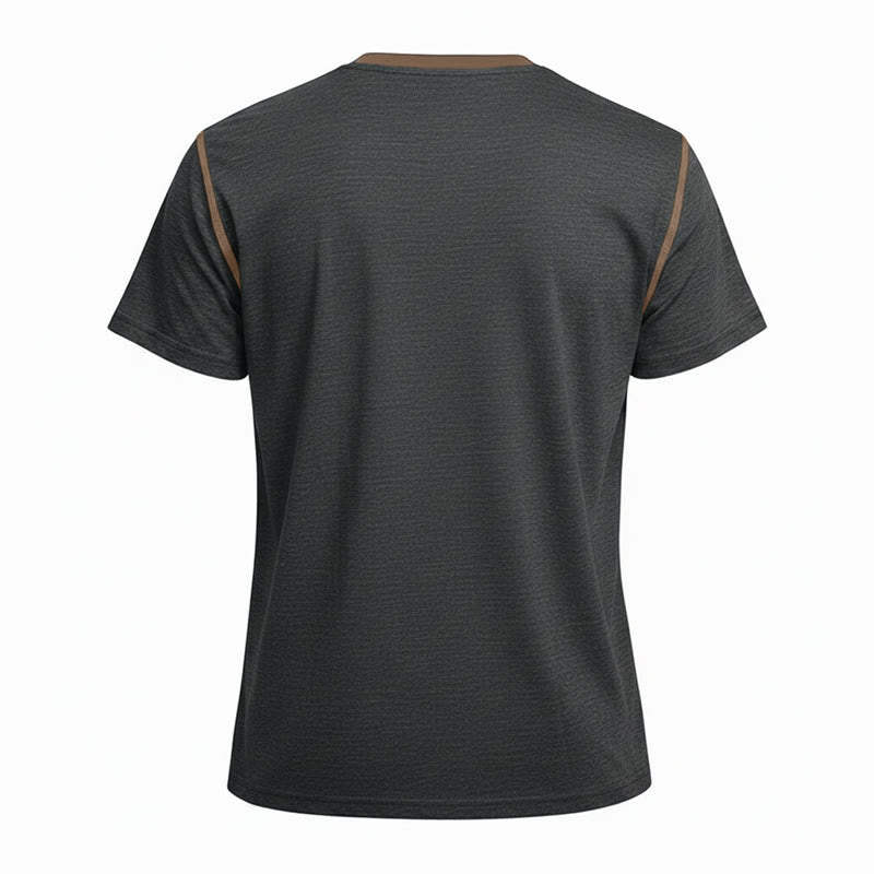 Men's Round Neck Contrast Stitch Short Sleeve Polo Shirt - image 34