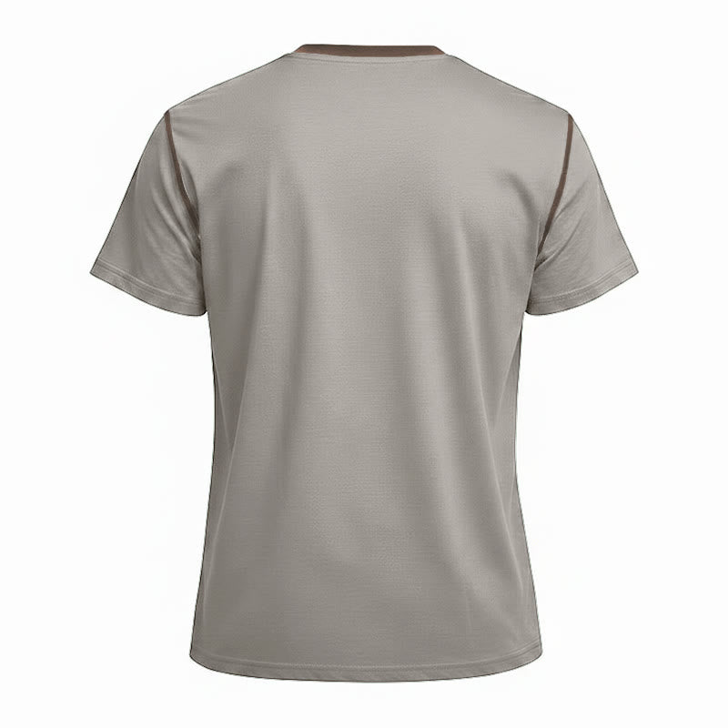 Men's Round Neck Contrast Stitch Short Sleeve Polo Shirt - image 32