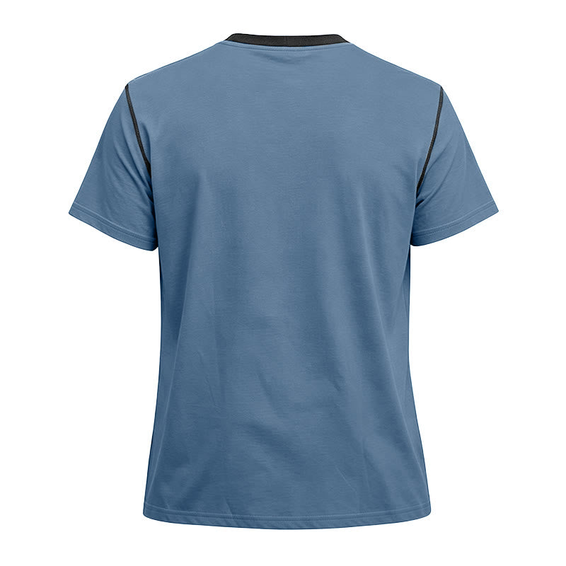 Men's Round Neck Contrast Stitch Short Sleeve Polo Shirt - image 30