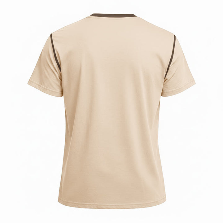 Men's Round Neck Contrast Stitch Short Sleeve Polo Shirt - image 36