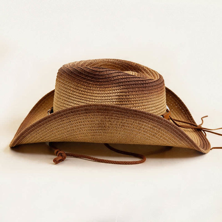 Retro Bohemian Fringe & Chain Band Straw Cowboy Hat - image 4